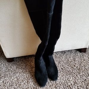 Suede thigh high boots